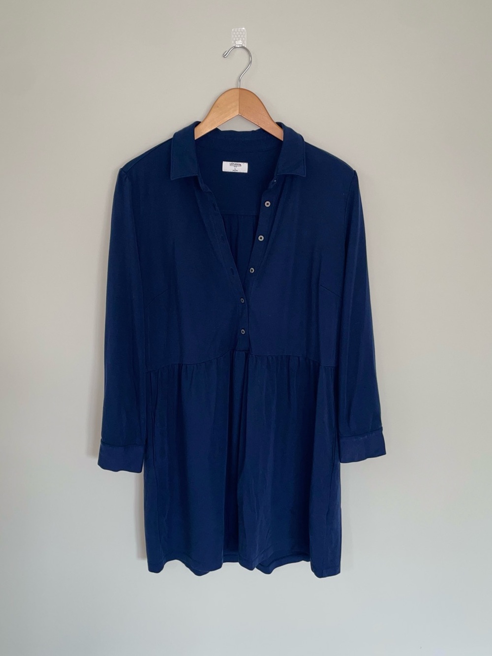 UNTUCKit Frances Navy Blue Button-Front Shirt Dress
